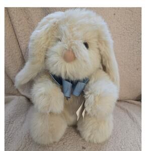 Vintage‎ Applause Bunny Plush Natasha Beige 1987 W/Whiskers & Blue Ribbon 11"
